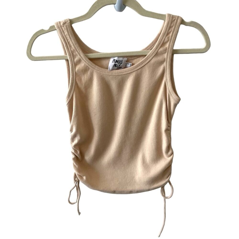 Princess Polly Ribbed Tank Top Size 8 Cropped Ribbed Tan Neutral